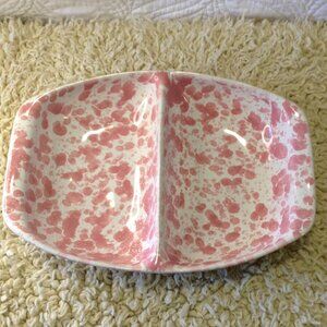 VTG Splatterwear Divided Dish Pink (RARE) color 1980's Cabincore MCM Farmhouse